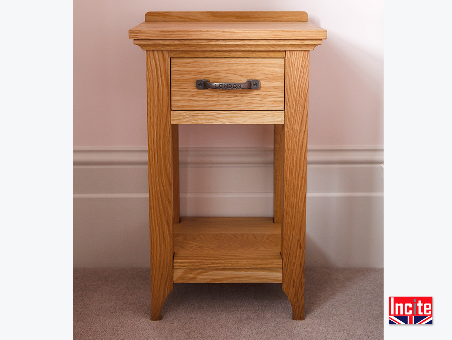 Handmade to Measure Oak Lamp Table Incite Interiors